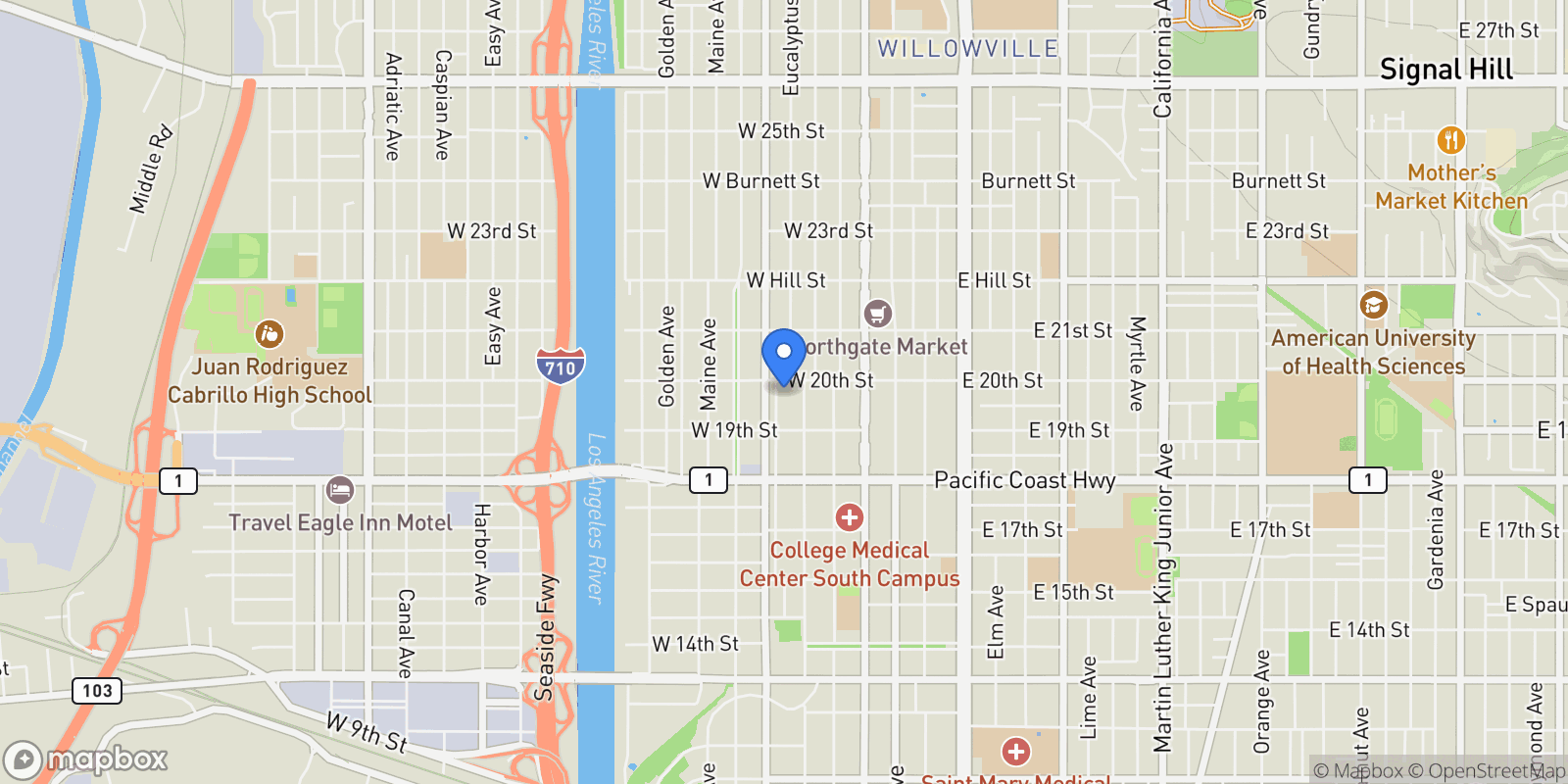 Map showing 1974 Henderson Avenue, Signal Hill, California, United States.