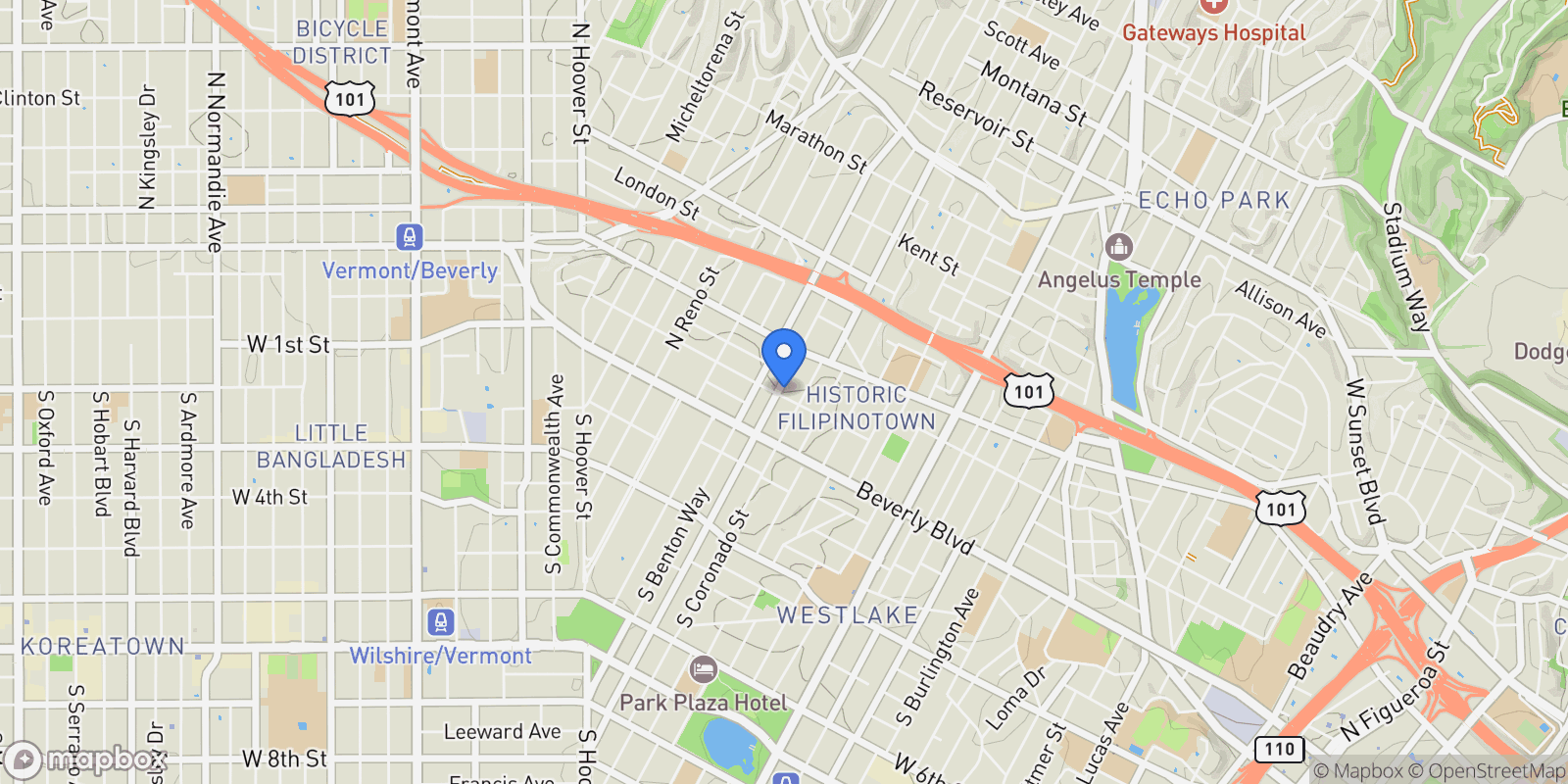 Map showing 200 N Rampart Boulevard, Los Angeles, California, United States.