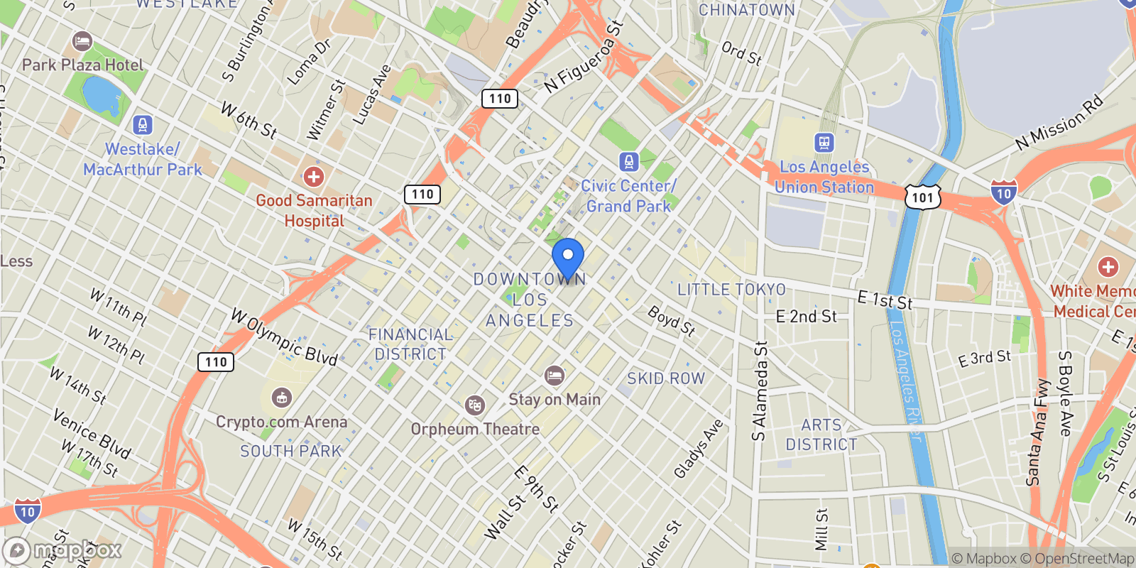Map showing 424 S Broadway, Los Angeles, California, United States.