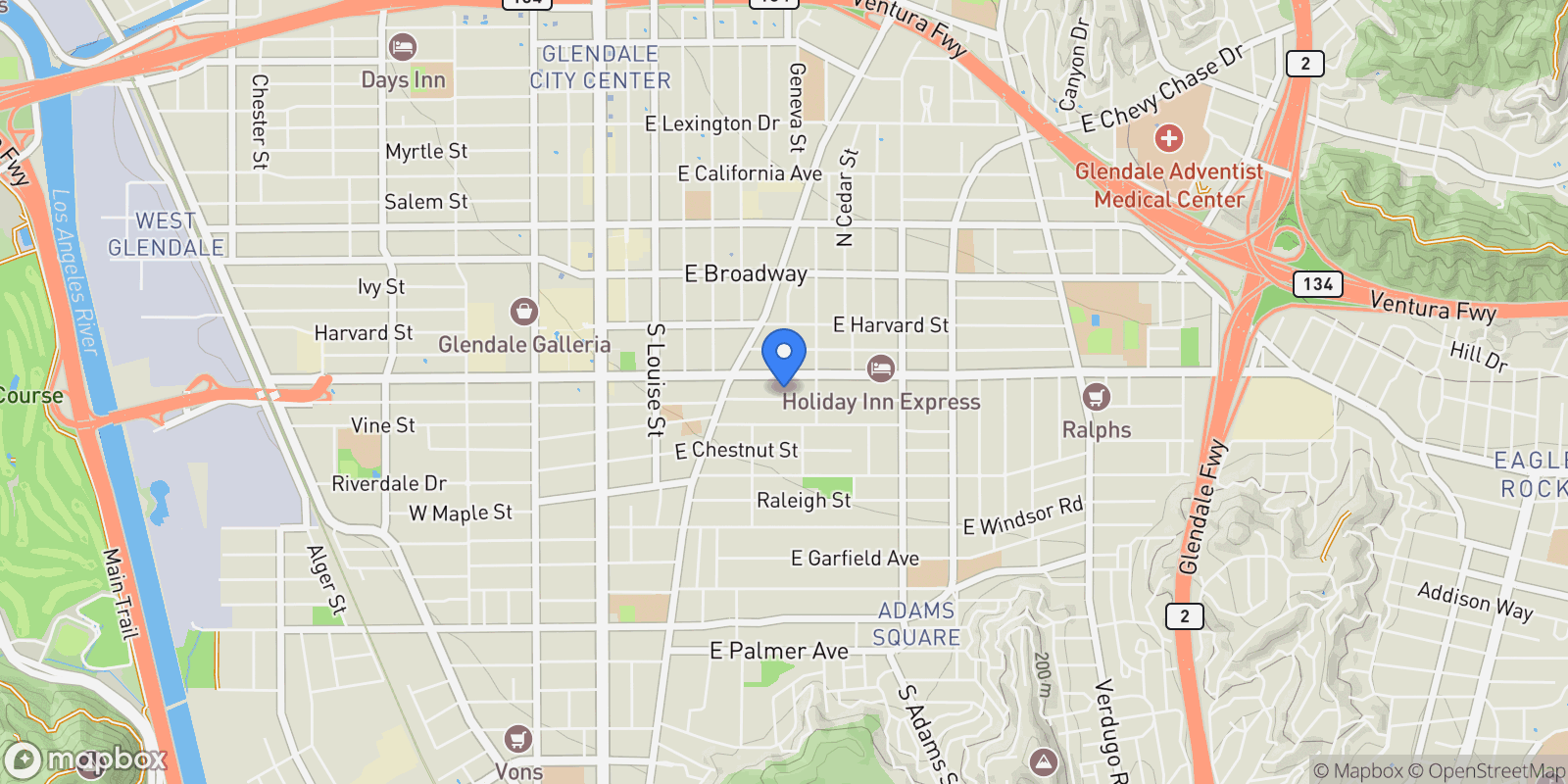 Map showing 629 E Elk Avenue, Glendale, California, United States.