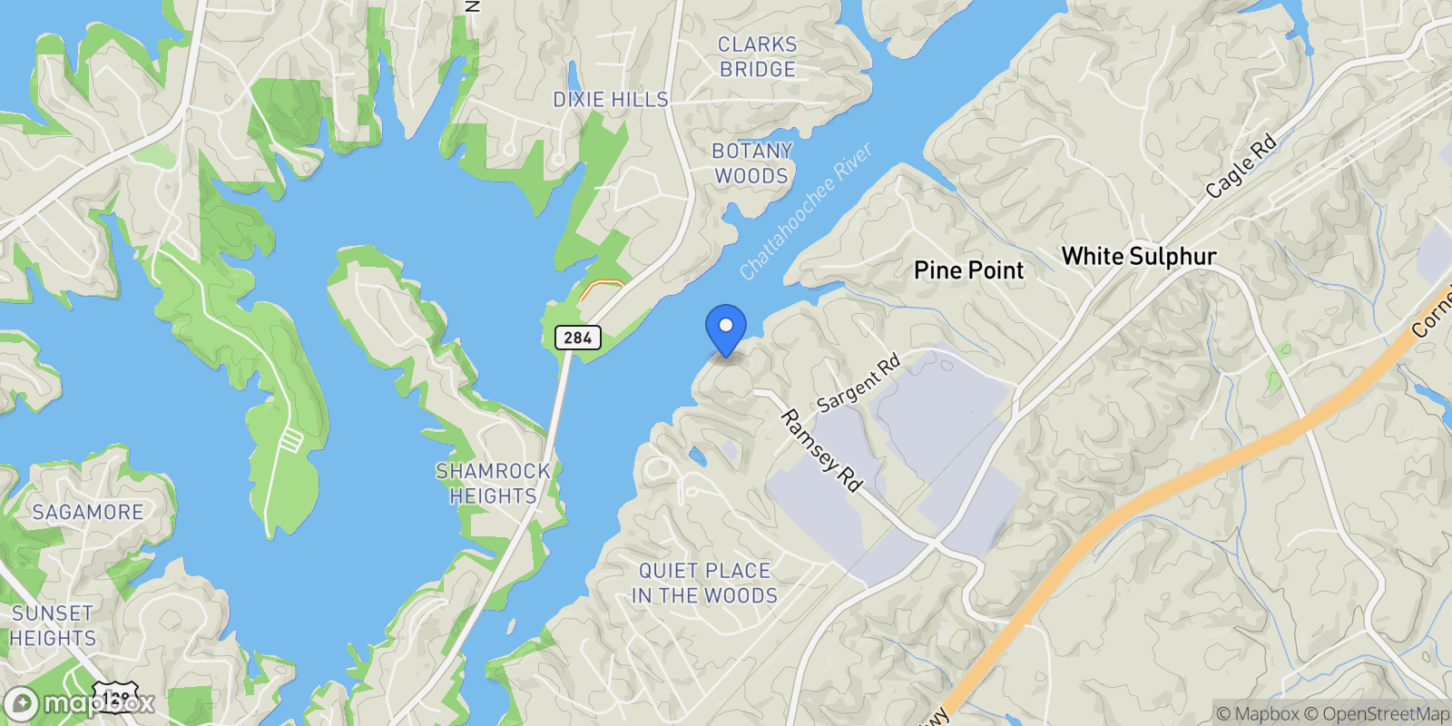 Map showing 2600 Ramsey Road, Gainesville, GA, United States.