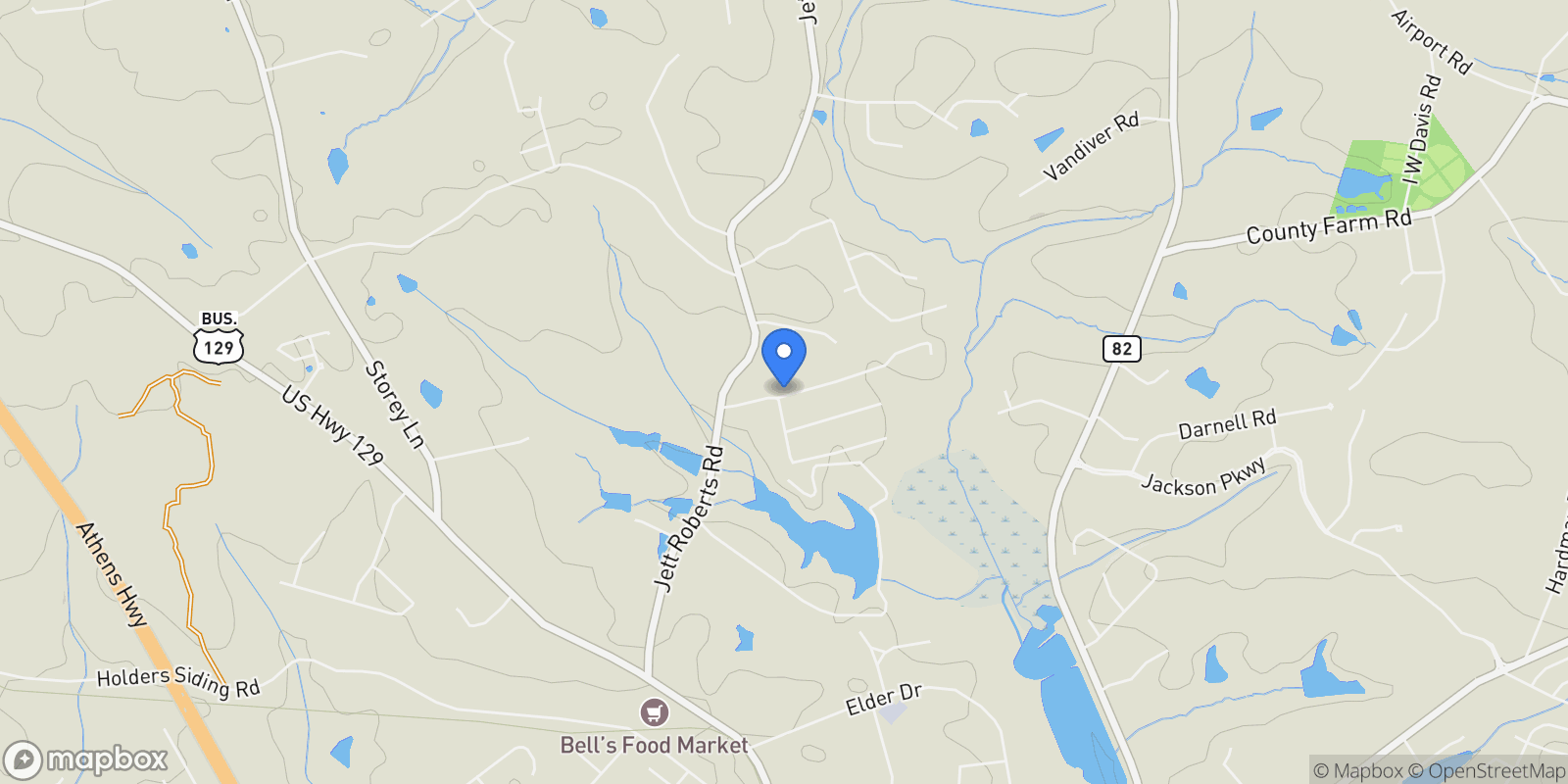Map showing 273 Hickory Hills Drive, Jefferson, Georgia, United States.