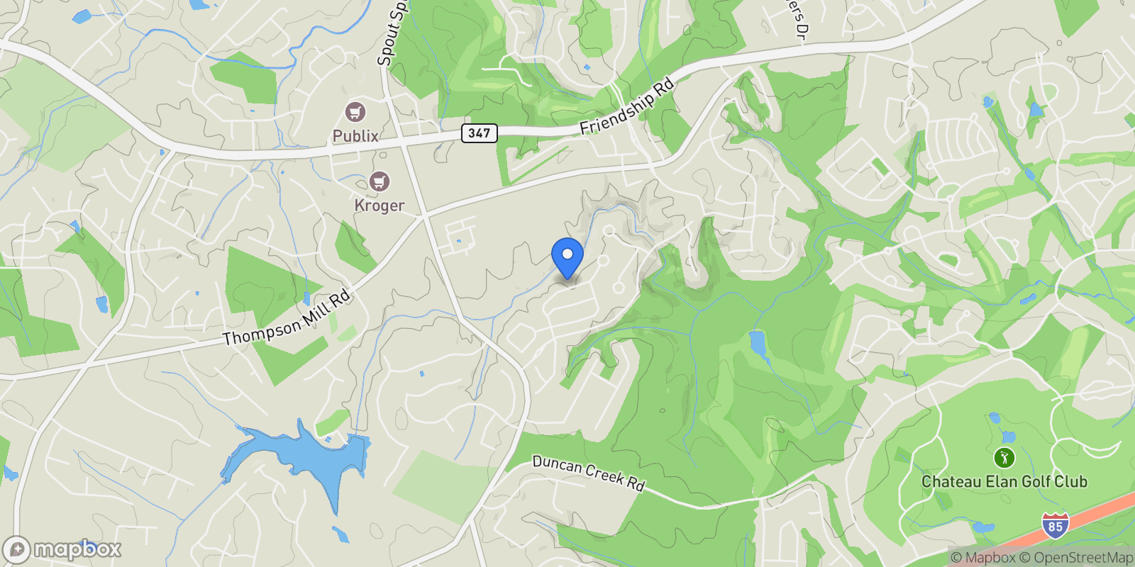 Map showing 5704 Miravista Way, Buford, Georgia, United States.
