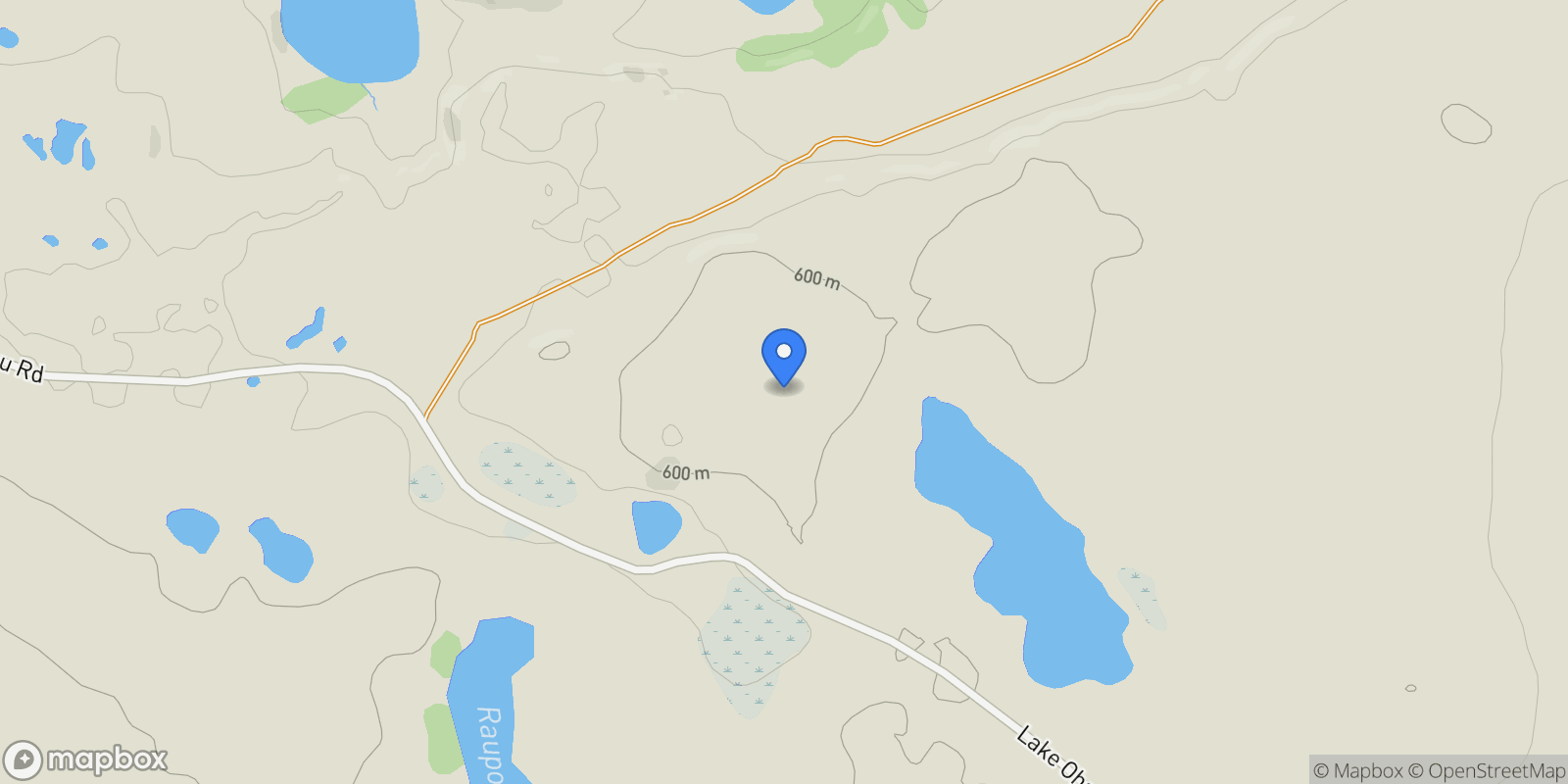 Map showing Ohau Downs Station  Lake Ohau, Ohau, OTA, Lake Ōhau, Canterbury, New Zealand.