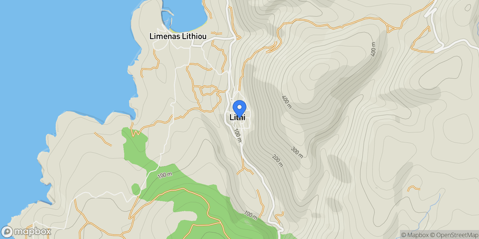 Map showing Beachfront Hotel/Apartments, Chios, Chios, Aegean, Greece.