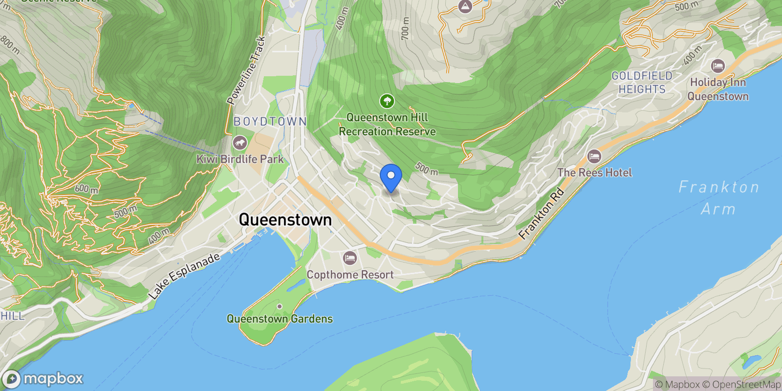 Map showing 3 Leeds Lane, Queenstown, OTA, Queenstown, Otago, New Zealand.