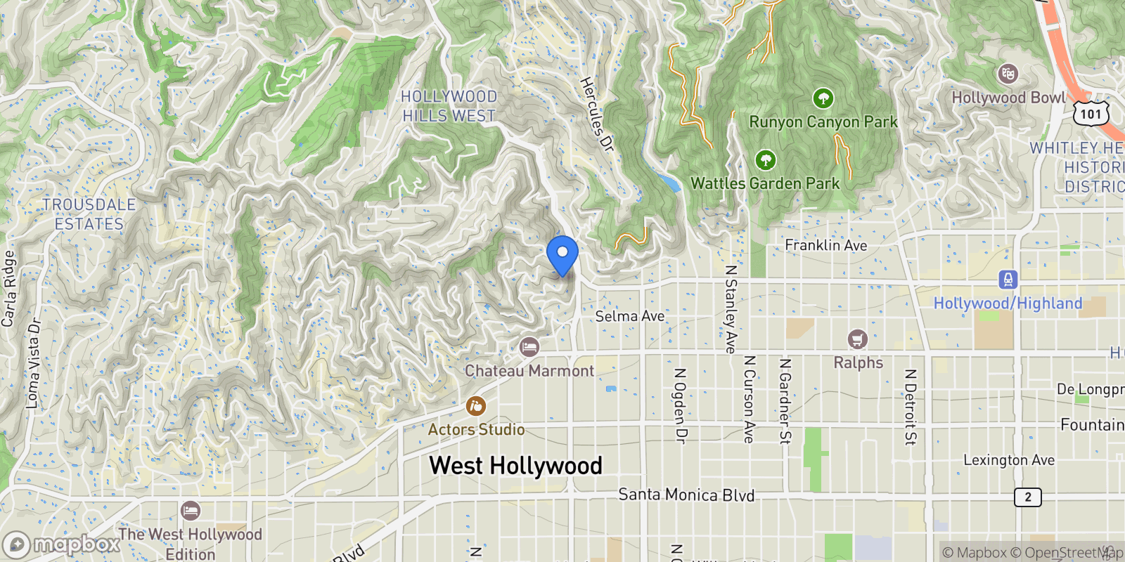 Map showing 8116 Laurel View Drive, Los Angeles, California, United States.