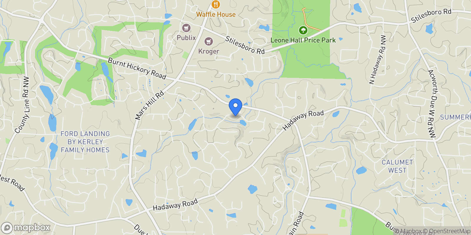 Map showing 5362 Thornapple Lane, Kennesaw, Georgia, United States.