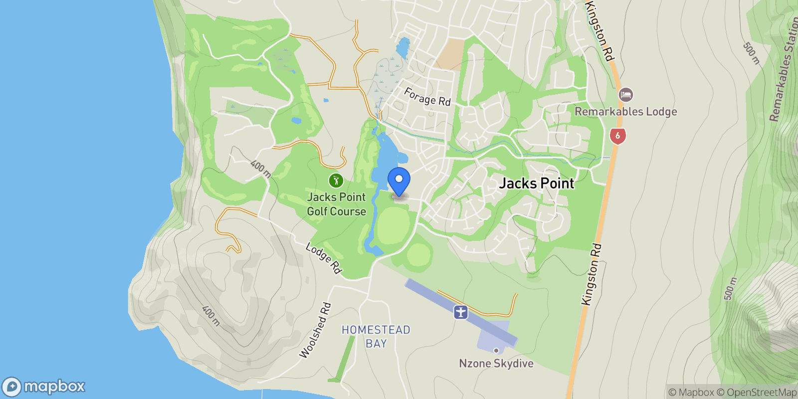Map showing Clubhouse Lane, McAdam Drive, Queenstown, OTA, Queenstown, Otago, New Zealand.