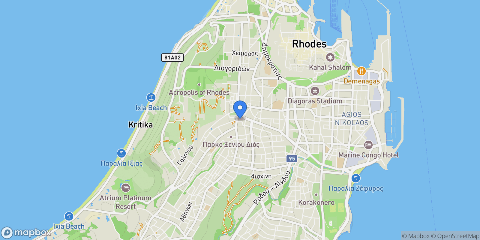 Map showing Rhodes, Greece, Rhodes, Aegean, Greece.