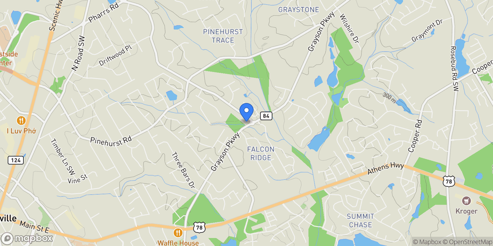 Map showing 1523 Grayson Parkway, Grayson, Georgia, United States.