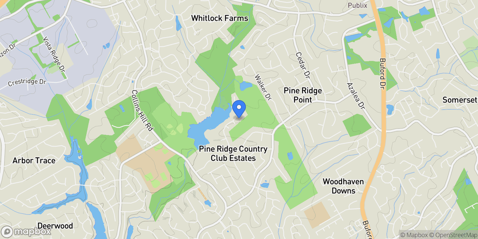 Map showing 2287 Lake Ridge Terrace, Lawrenceville, Georgia, United States.