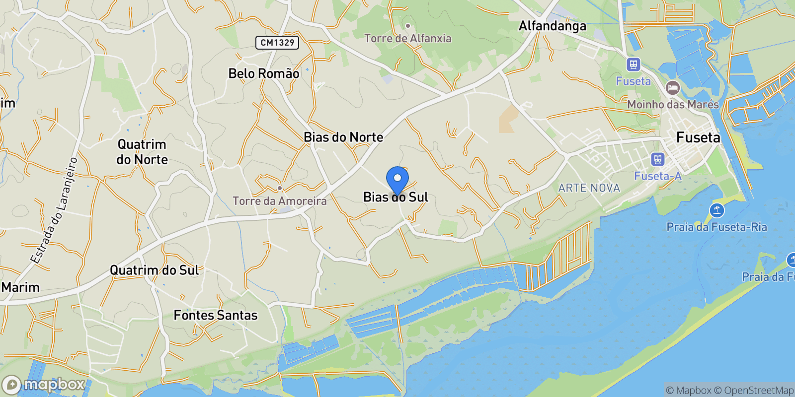 Map showing 8700-067 Moncarapacho, Portugal, Moncarapacho, Algarve, Portugal.