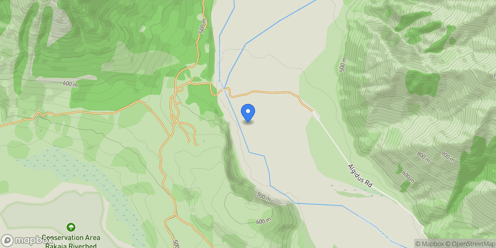 Map showing Mount Algidus Station  , Rakaia Gorge, CAN 7572, Lake Coleridge, Canterbury, New Zealand.