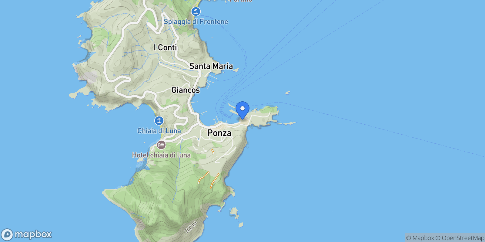 Map showing Via Dante, Salita Croce, Ponza, Latina, Lazio, 04027, Italia, PONZA, Ponza, Lazio, Italy.