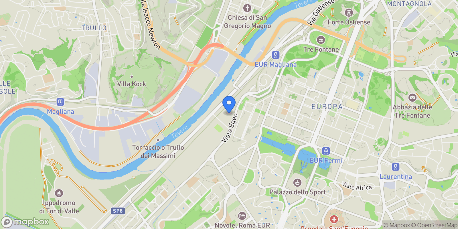 Map showing Viale Cesare Pavese, Comune di Roma, Rome, Lazio, Italy.