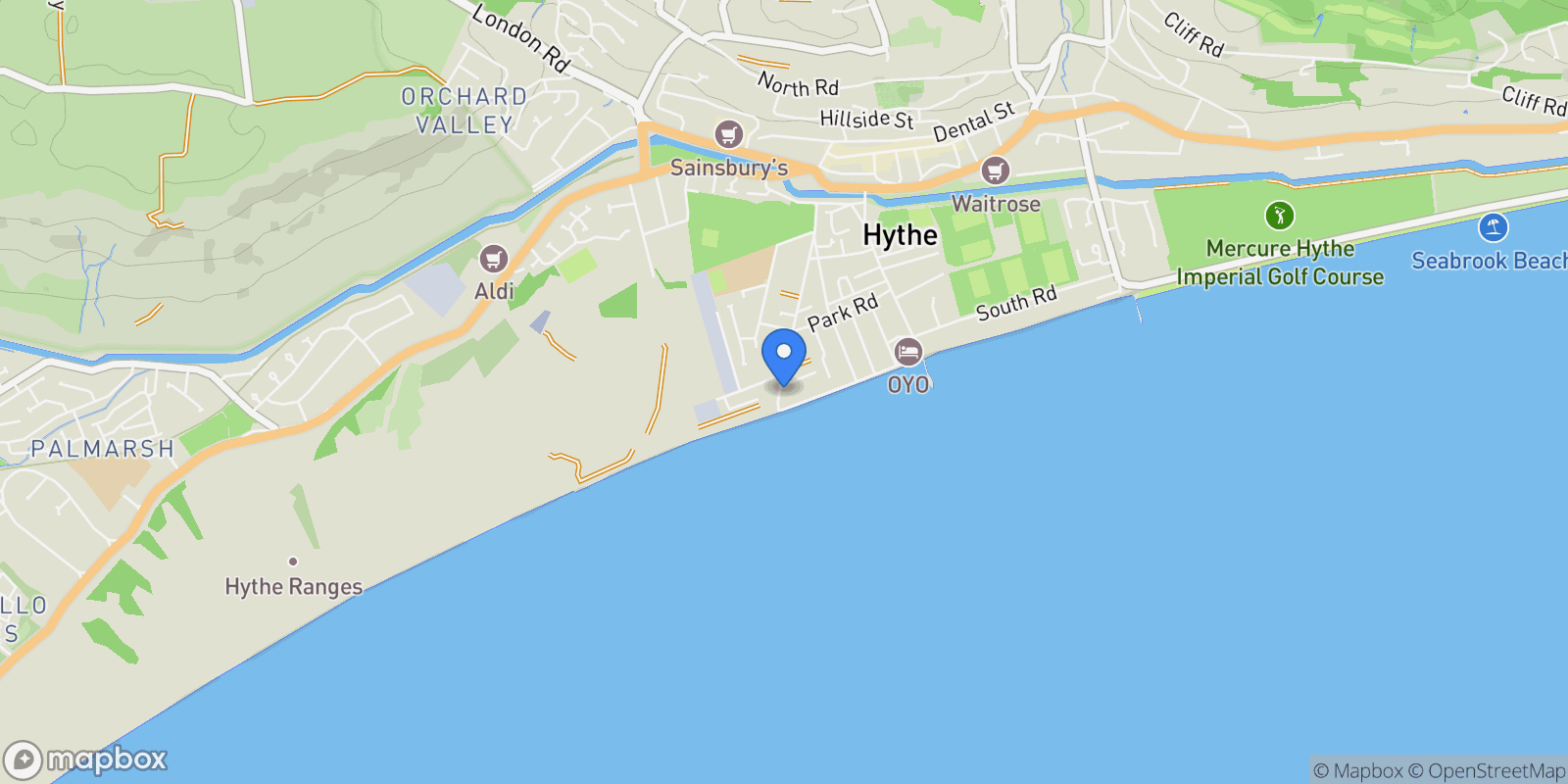 Map showing Bay, 98 St Leonards Road, Hythe, Kent, Hythe, England, United Kingdom.