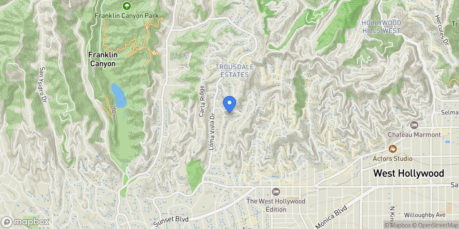Map showing 1108 Wallace, Beverly Hills, California, United States.
