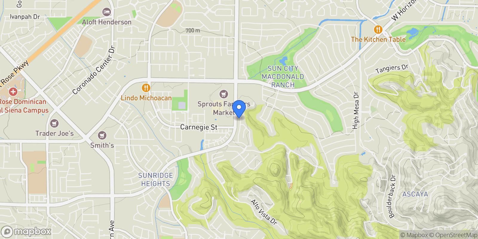 Map showing 731 Glowing Horizon Street, Henderson, Nevada, United States.