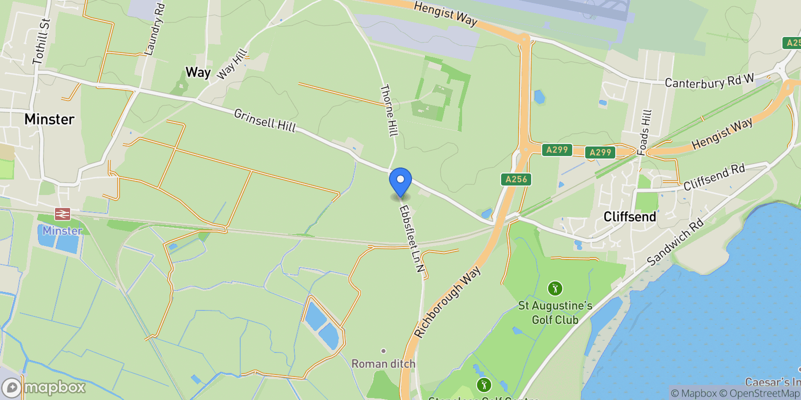 Map showing Ebbsfleet Lane North, Ramsgate, Kent, Ramsgate, England, United Kingdom.