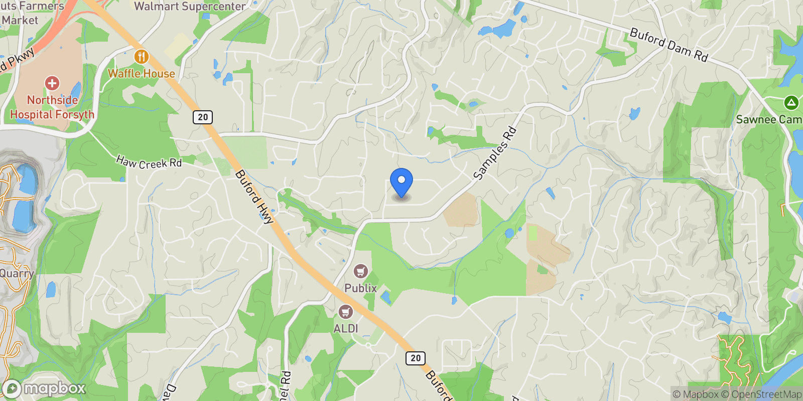Map showing 4135 Creekwood Drive, Cumming, Georgia, United States.