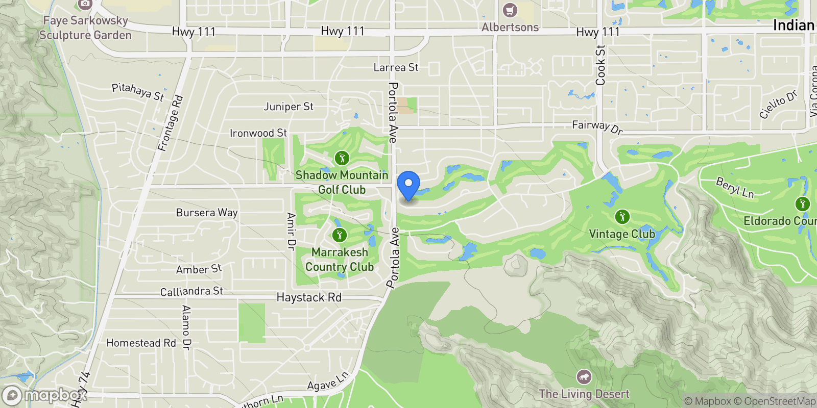 Map showing 74300 Quail Lakes Drive, Indian Wells, California, United States.