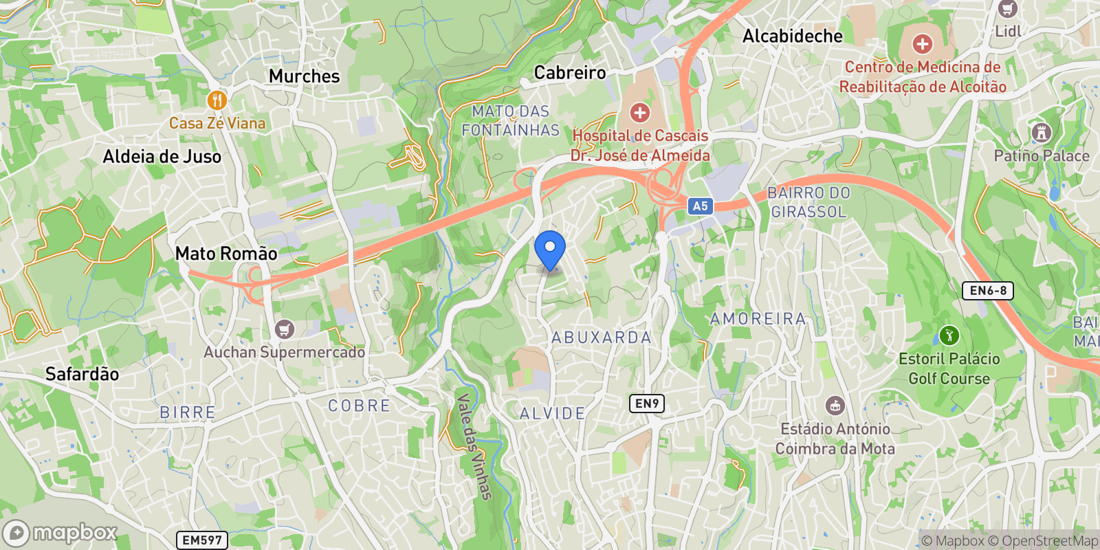 Map showing Tv. das Tojas, 2755 Alcabideche, Portugal, Alcabideche, Lisbon, Portugal.