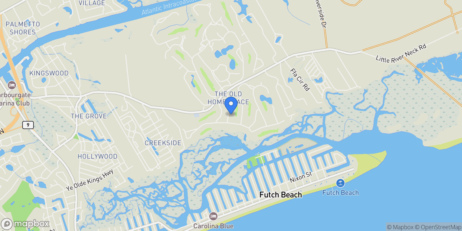 Map showing 907 Tidewater Dr., North Myrtle Beach, SC 29582, North Myrtle Beach, South Carolina, United States.