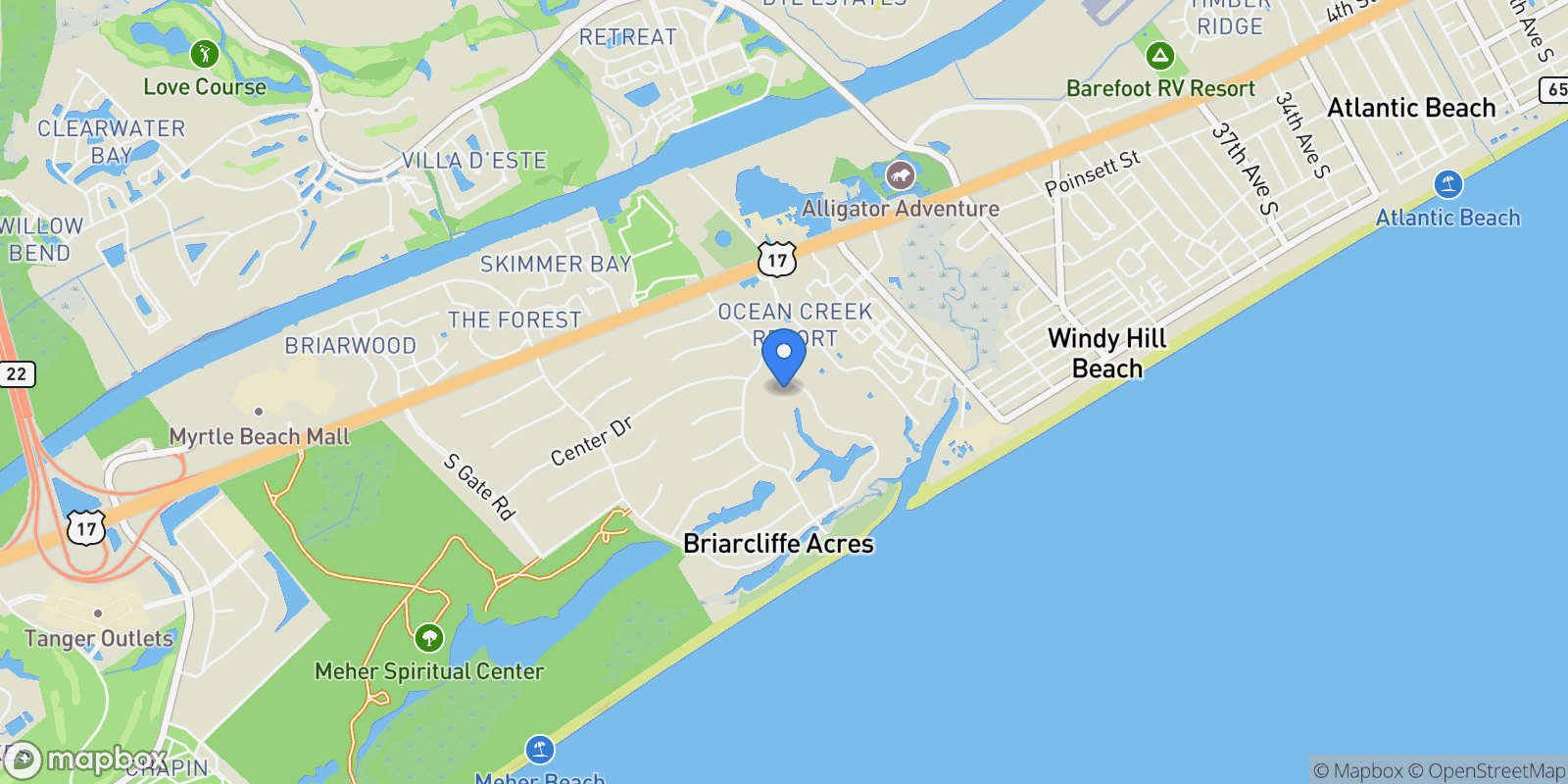 Map showing 141 N Gate Rd., Myrtle Beach, SC 29572, Myrtle Beach, South Carolina, United States.