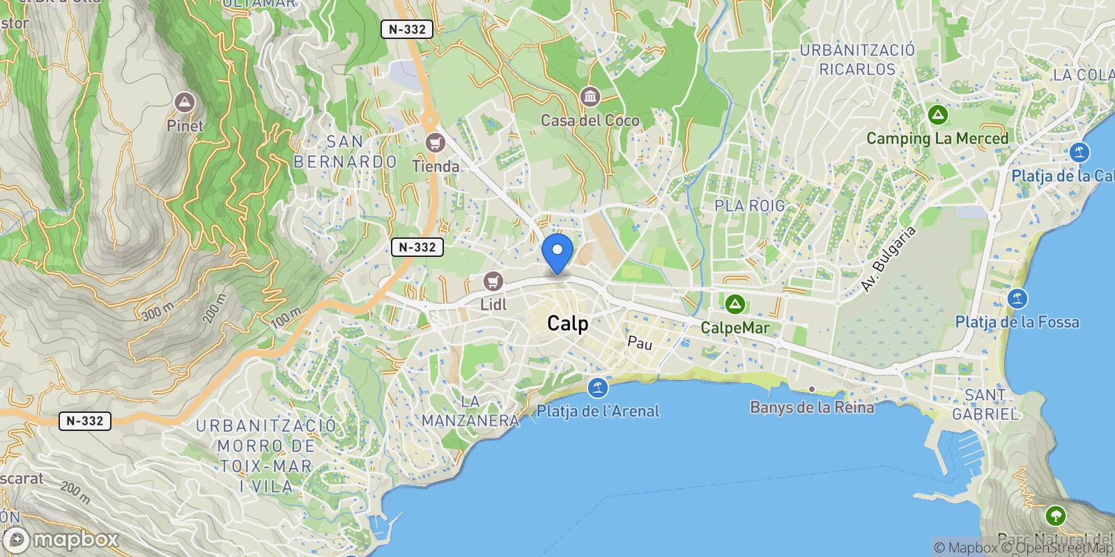 Map showing Calp, Alicante, Calp, Valencian Community, Spain.