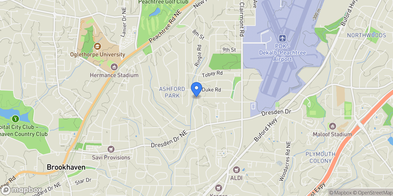 Map showing 2804 Skyland Drive NE, Brookhaven, Georgia, United States.