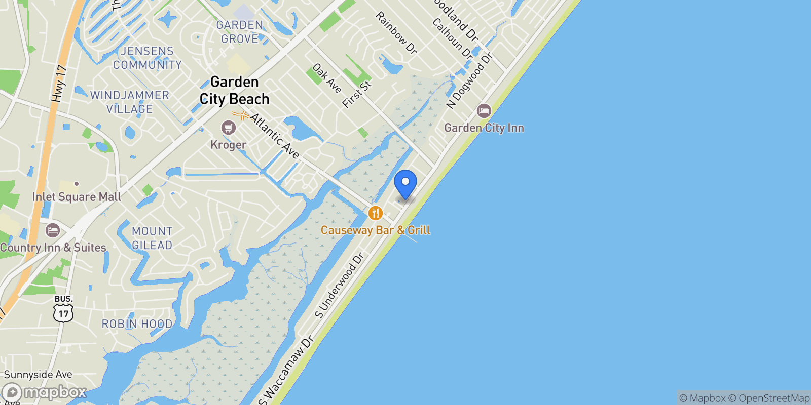 Map showing 221 N Waccamaw Dr., Murrells Inlet, SC 29576, Murrells Inlet, South Carolina, United States.