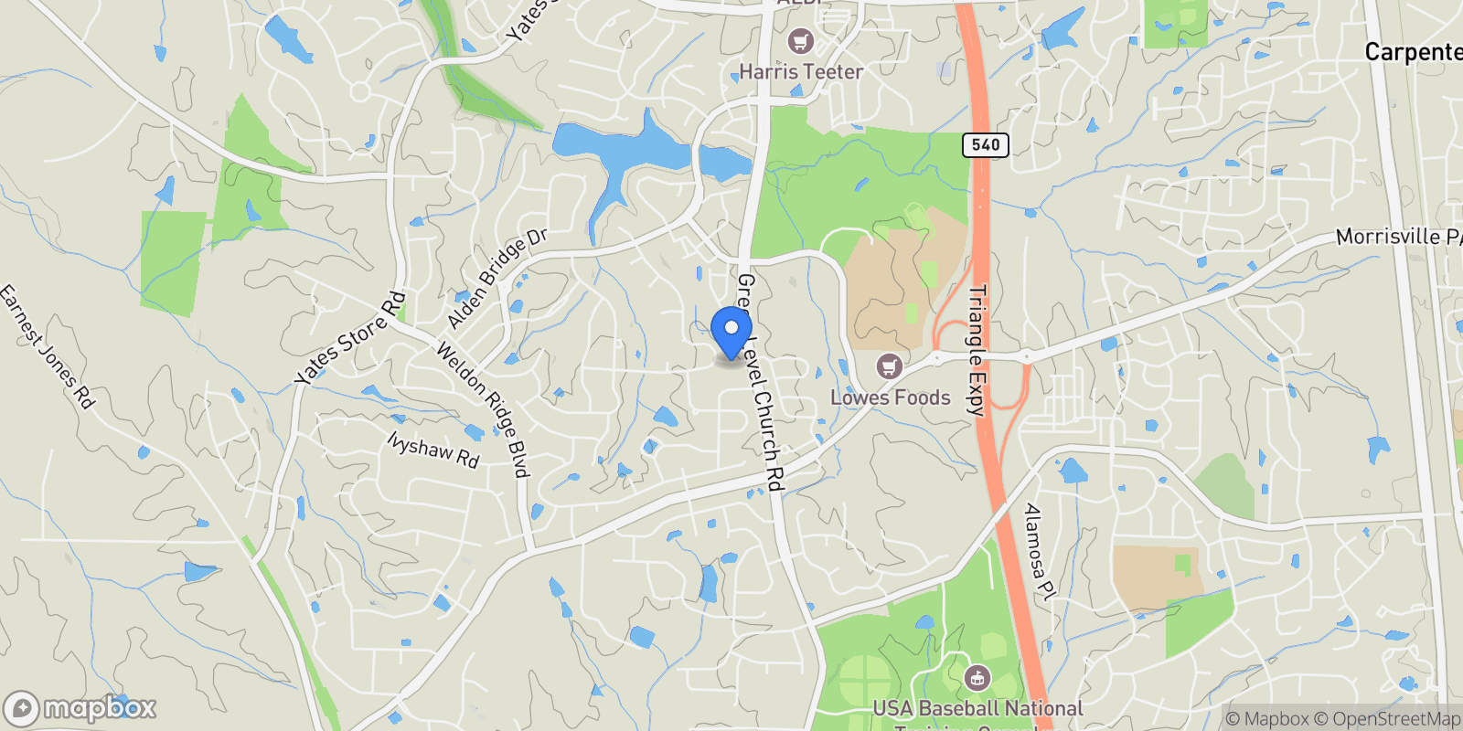 Map showing 707 Dennison Lane, Cary, NC 27519, Cary, North Carolina, United States.