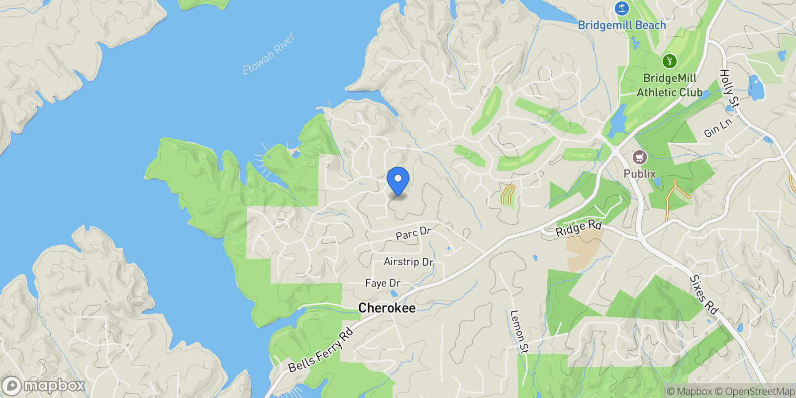 Map showing 552 STEELS BRIDGE Road, Canton, Georgia, United States.