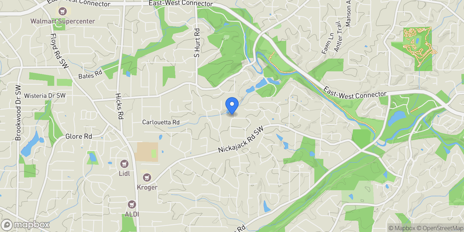 Map showing 4800 TIMBERLAND Drive SW, Mableton, Georgia, United States.