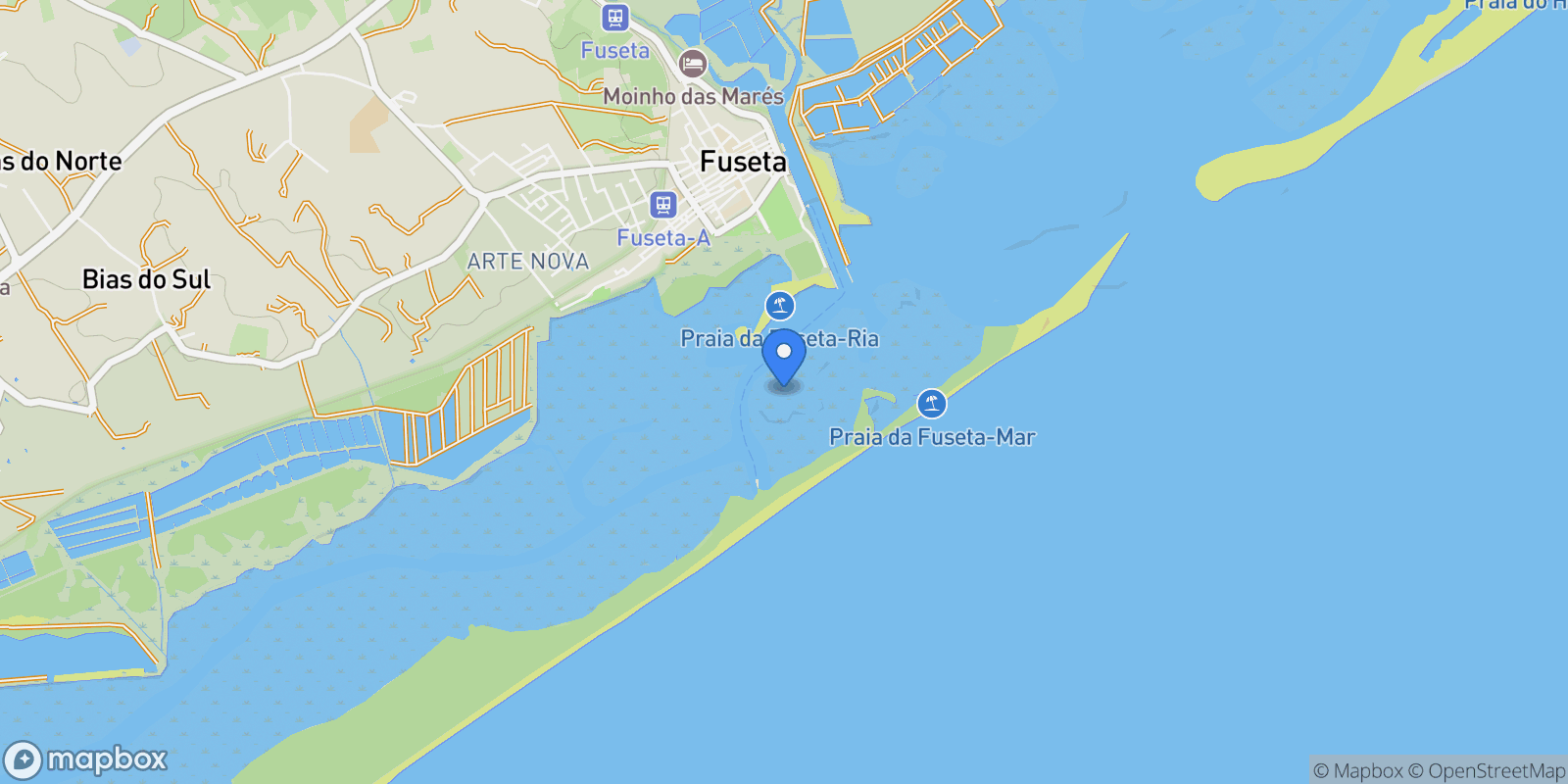Map showing 8700 Fuseta, Portugal, Moncarapacho, Algarve, Portugal.