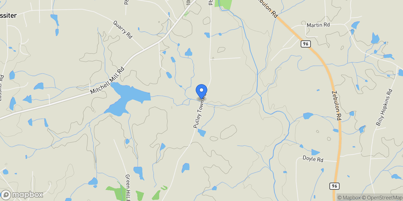 Map showing 5103 Pulley Town Road, Zebulon, NC 27597, Zebulon, North Carolina, United States.