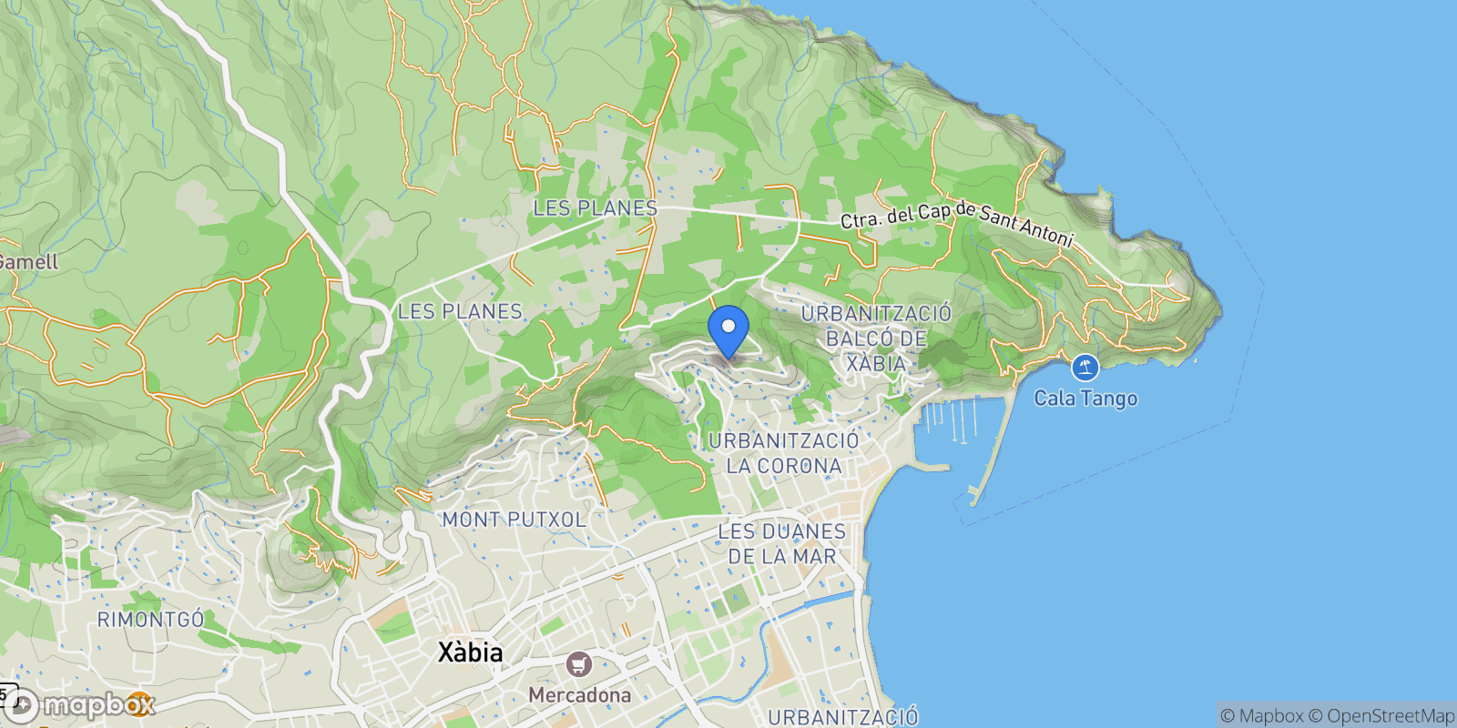Map showing Xabia / Javea, Valencian Community, Spain.