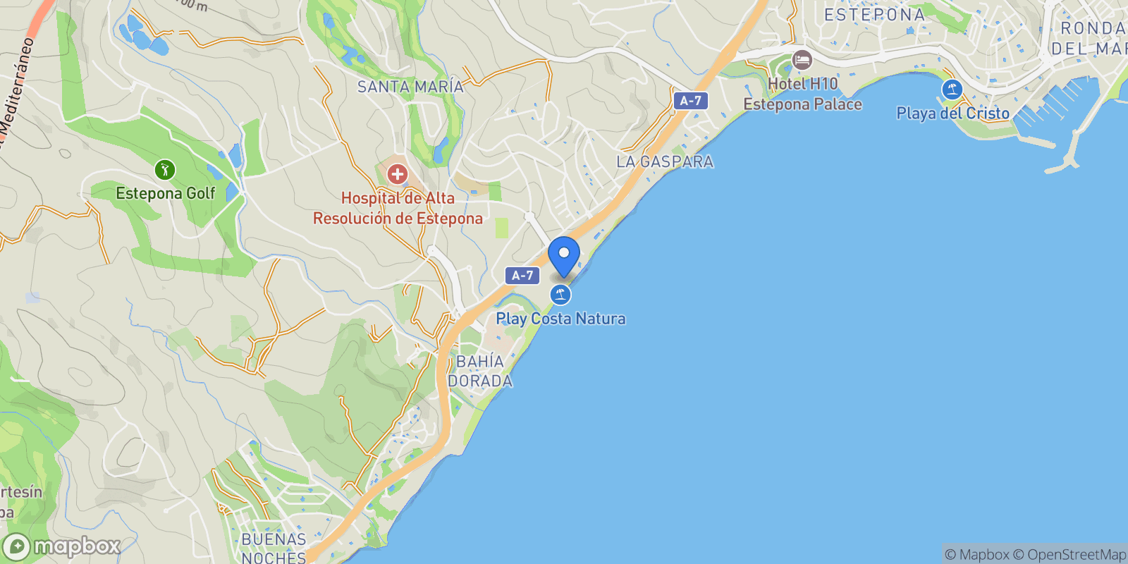 Map showing Estepona, Andalusia, Spain.