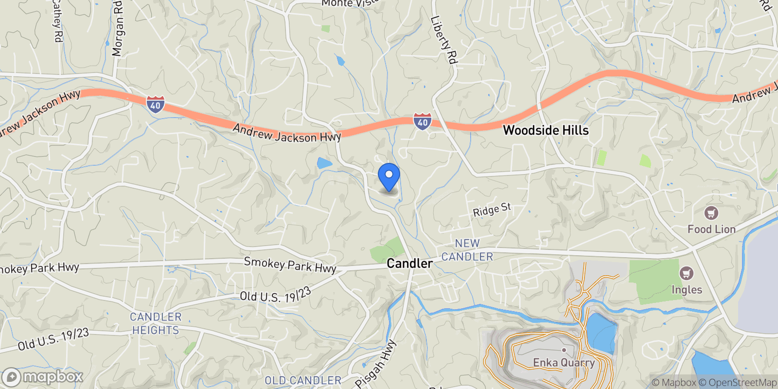 Map showing 46 Westfield Way, Candler, NC 28715, Candler, North Carolina, United States.