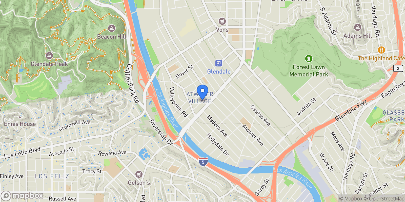 Map showing 3170 Glenmanor Place, Los Angeles, California, United States.