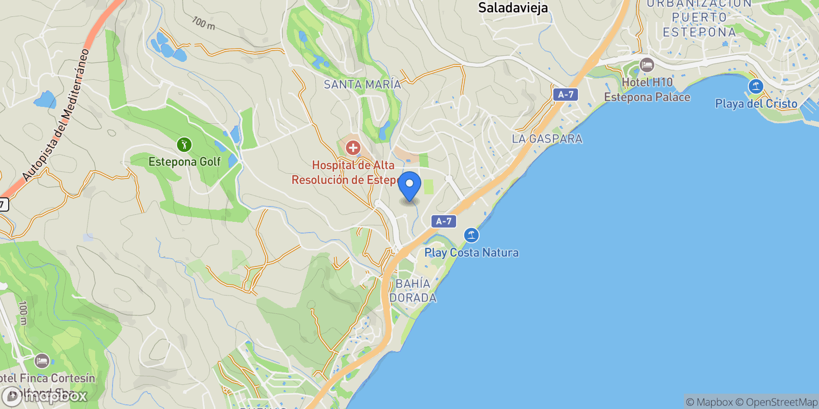 Map showing Estepona, Andalusia, Spain.