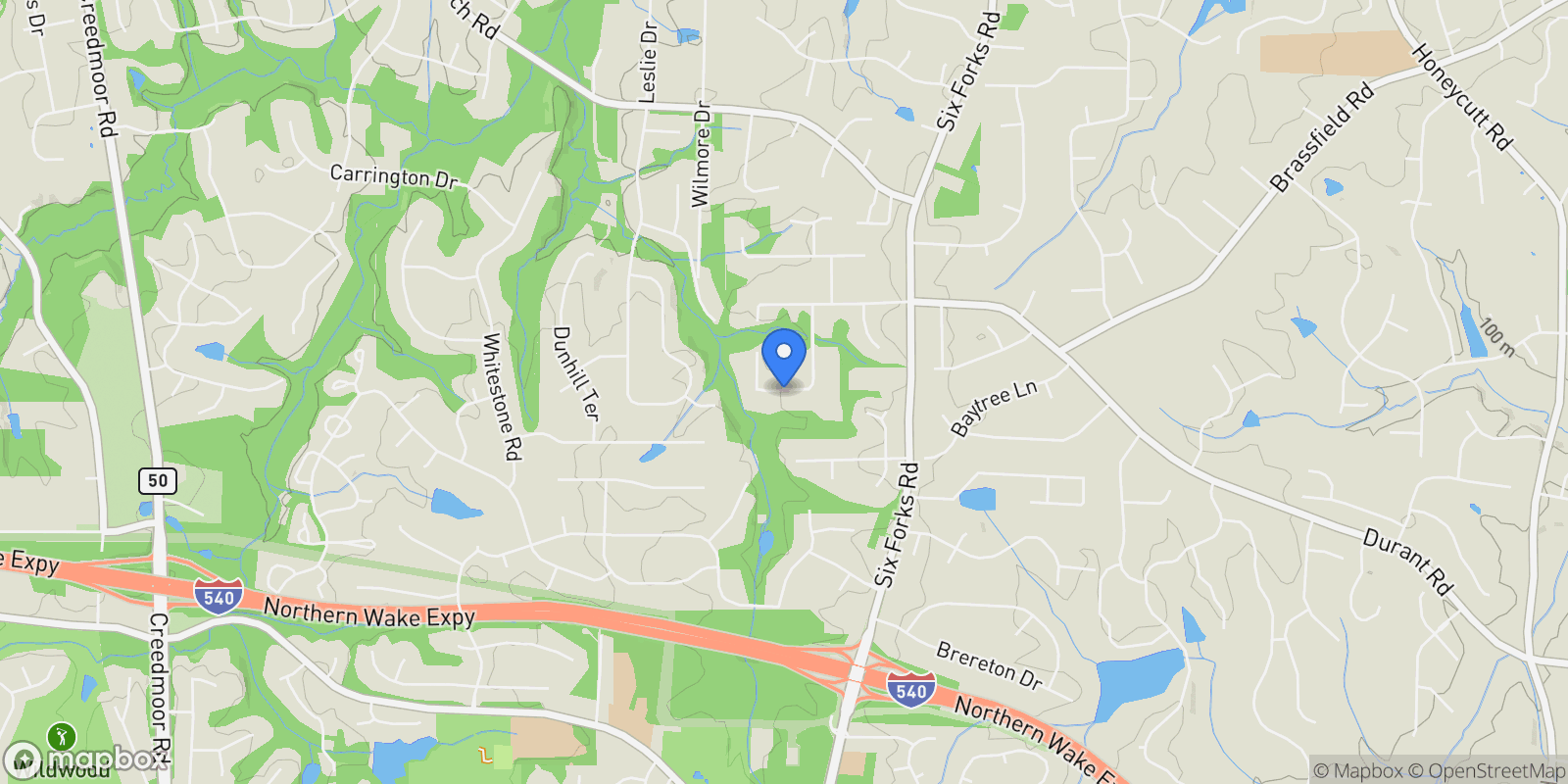 Map showing 14236 Wyndfield Circle, Raleigh, NC 27615, Raleigh, North Carolina, United States.