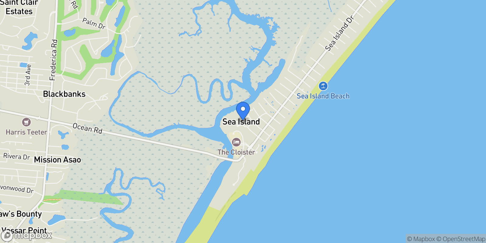 Map showing Sea Island, Georgia, United States.