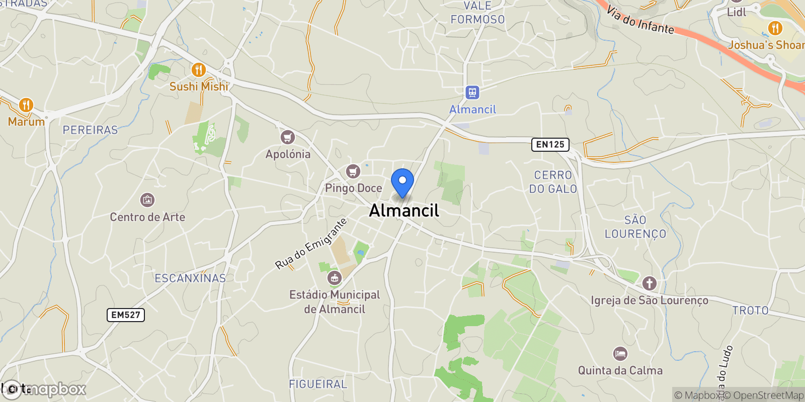 Map showing 8135-024 Almancil, Portugal, Almancil, Algarve, Portugal.