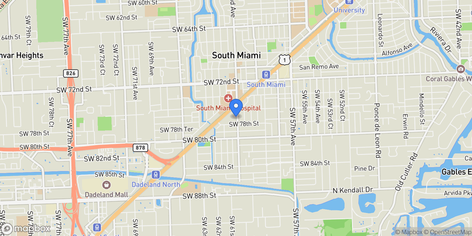Map showing Miami, Florida, United States.