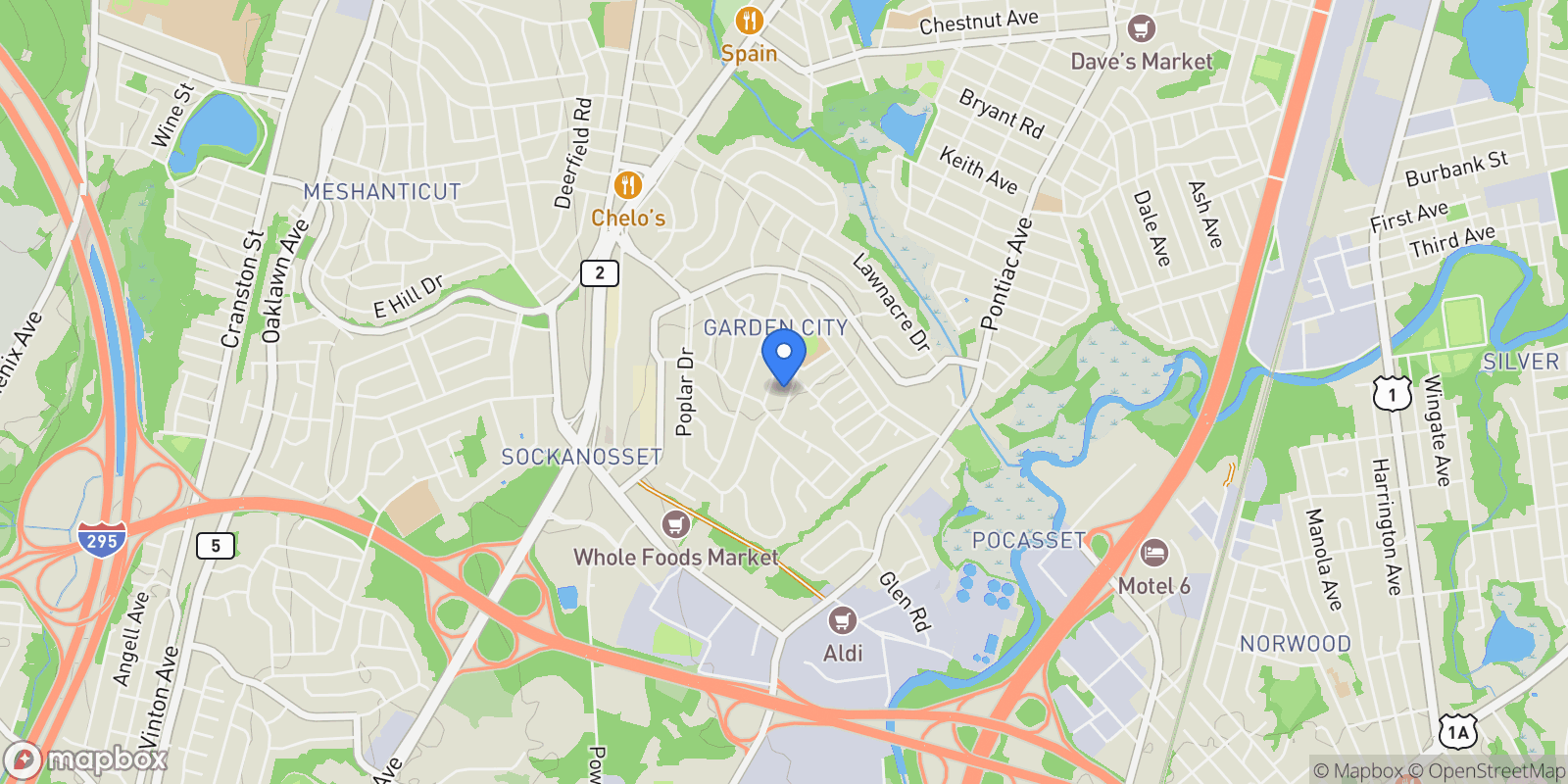 Map showing 23 Laurelhurst Road , Cranston, RI 02920, Cranston, Rhode Island, United States.