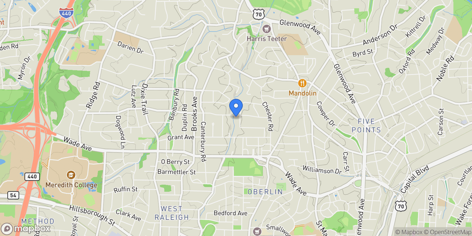 Map showing 2405 Churchill Road, Raleigh, NC 27608, Raleigh, North Carolina, United States.
