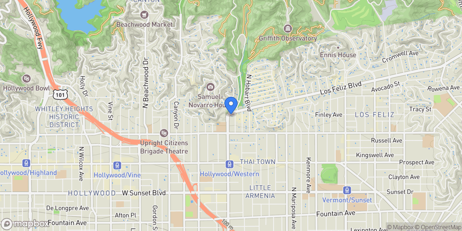 Map showing 5470 Los Feliz Boulevard, Los Angeles, California, United States.