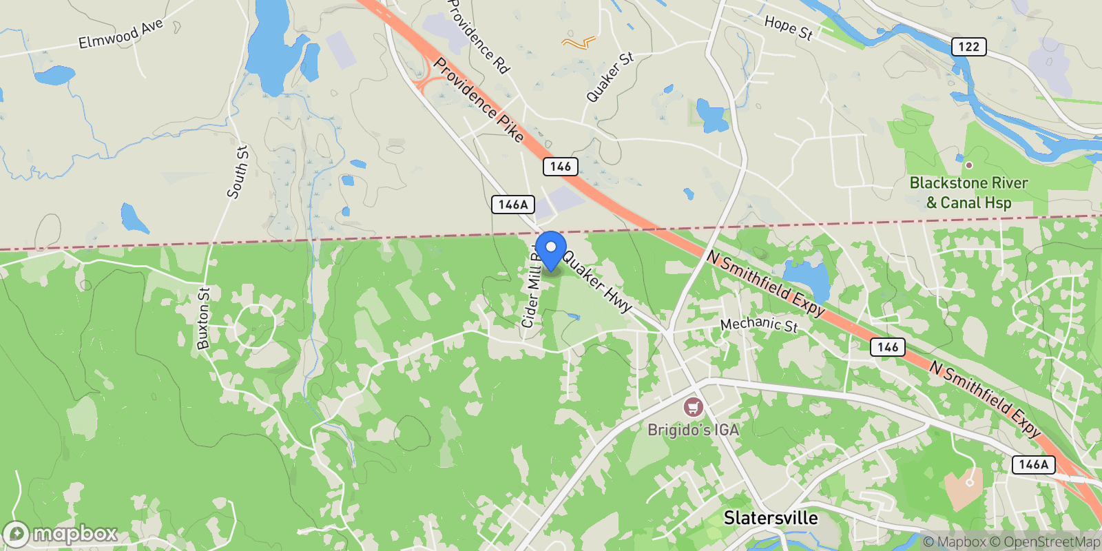 Map showing 111 Cider Mill Road, North Smithfield, RI 02895, North Smithfield, Rhode Island, United States.